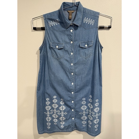 Bit & Bridle Dresses & Skirts - Bit & Bridle Dress Size Large Blue Button Down Pockets Sleeveless Cotton